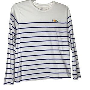 Polo Ralph Lauren white stripe top. Size L